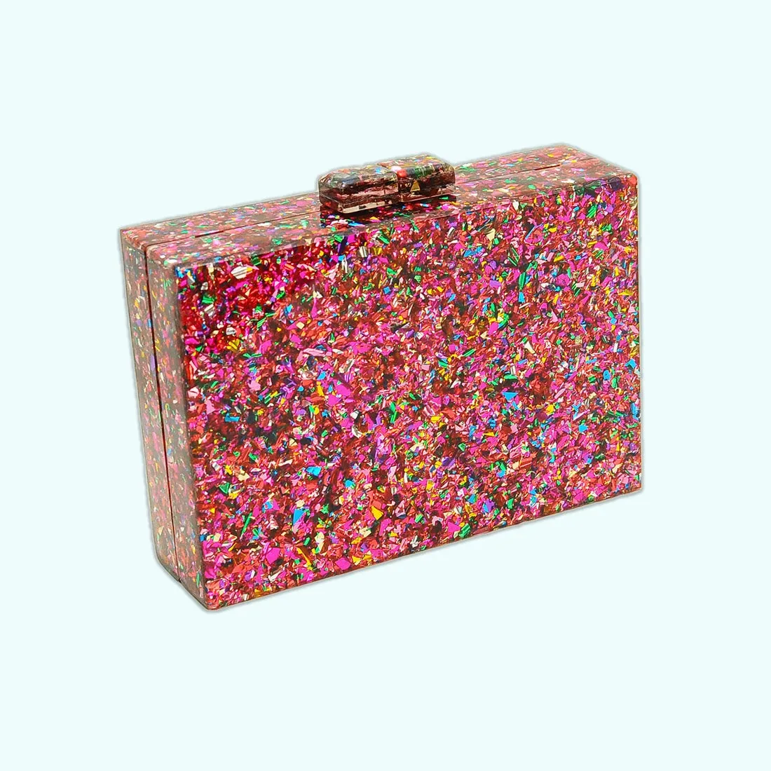 Lightning Bolt Confetti Glitter Clutch by Betsy Dare