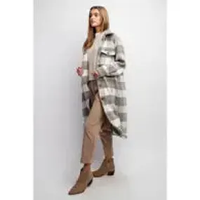 Long Fluffy Check Shacket