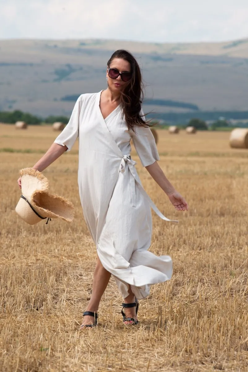 Long Linen Wrap Dress VERONA