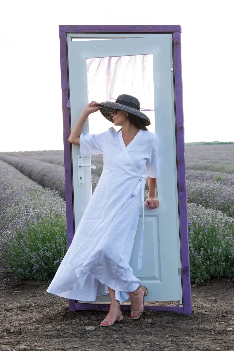 Long Linen Wrap Dress VERONA