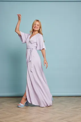Margot Satin Wrap Dress - Lilac