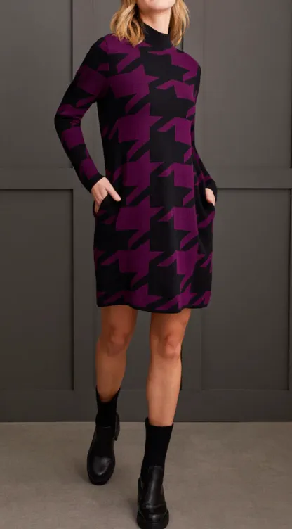MB Funnel Neck Jacquard Sweater Dress - HQ