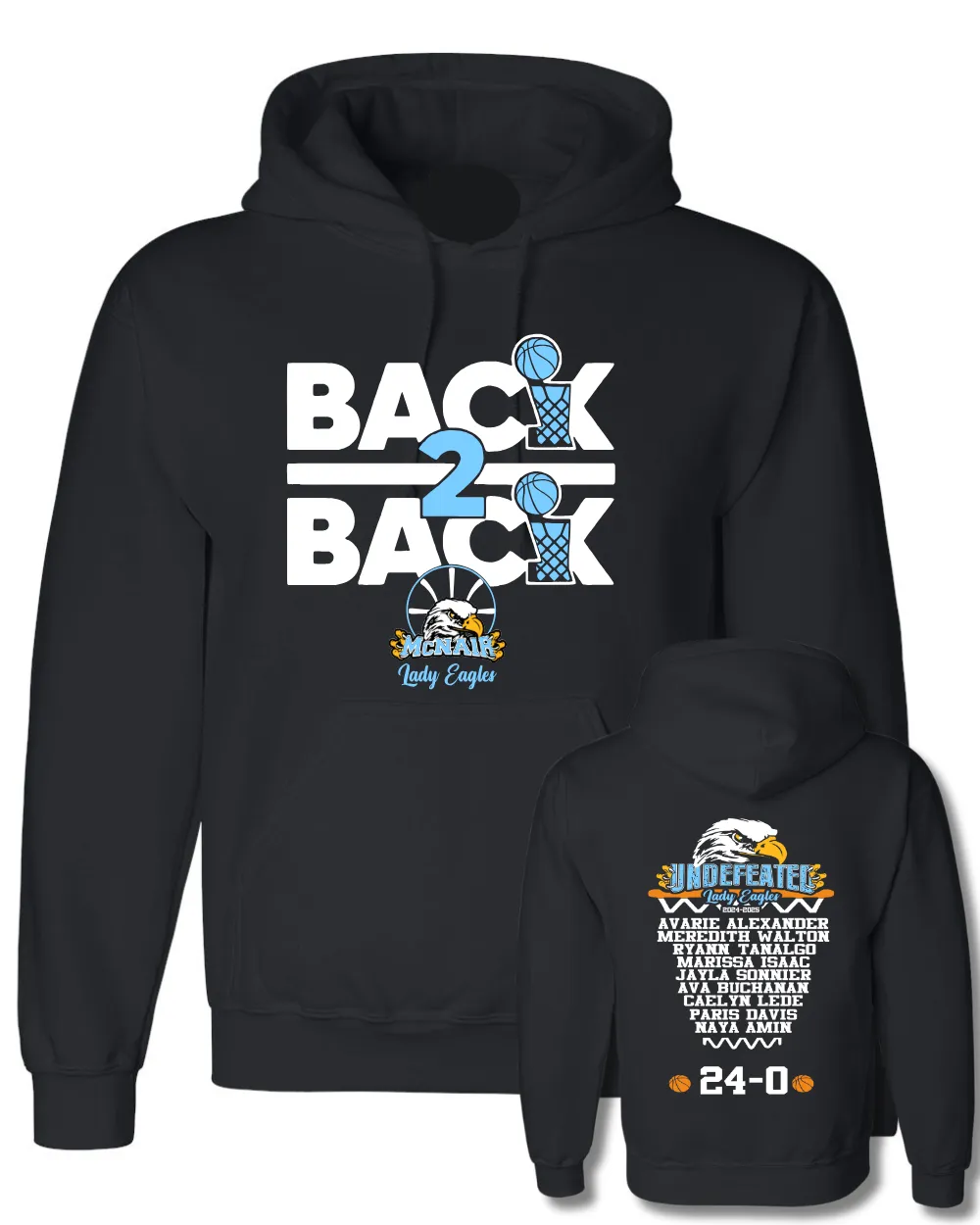 McNair Jr High - Basketball Championship  Pullover Cotton Blend Hoodie