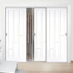 Minimalist Wardrobe Door & Frame Kit - Three Coventry Panel Doors - White Primed