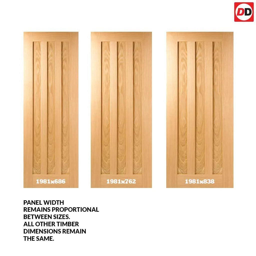 Minimalist Wardrobe Door & Frame Kit - Three Idaho 3 Panel Oak Doors - Prefinished