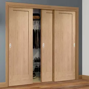 Minimalist Wardrobe Door & Frame Kit - Three Pattern 10 Oak 1 Panel Doors - Unfinished