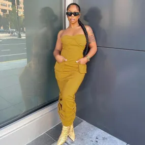 New Pocket Off Shoulder Dress