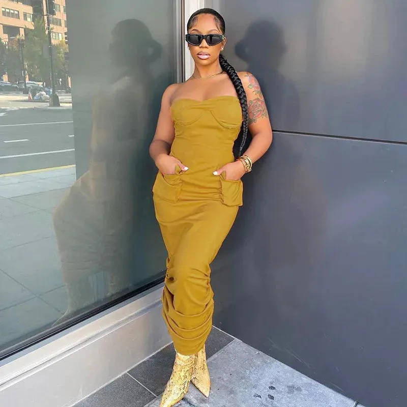 New Pocket Off Shoulder Dress