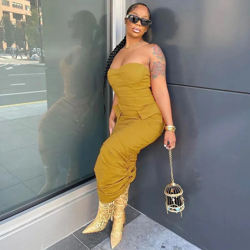 New Pocket Off Shoulder Dress