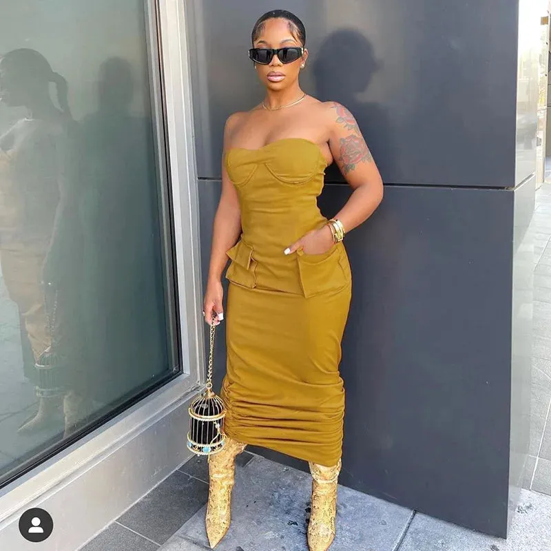 New Pocket Off Shoulder Dress