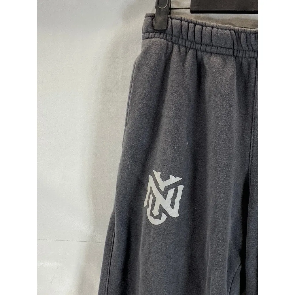 NIKE Women's Gray Club Fleece Swoosh Logo Drawstring Pull-On Sweatpants SZ S