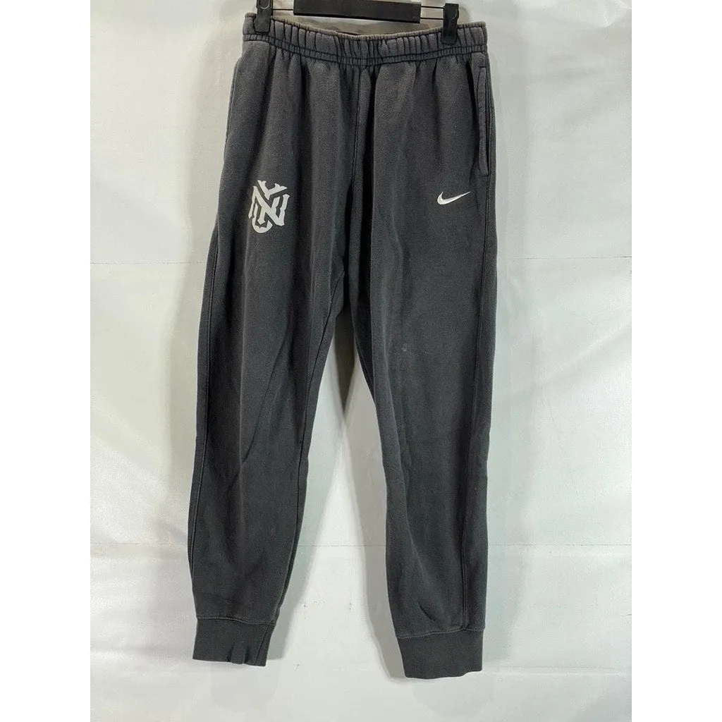 NIKE Women's Gray Club Fleece Swoosh Logo Drawstring Pull-On Sweatpants SZ S