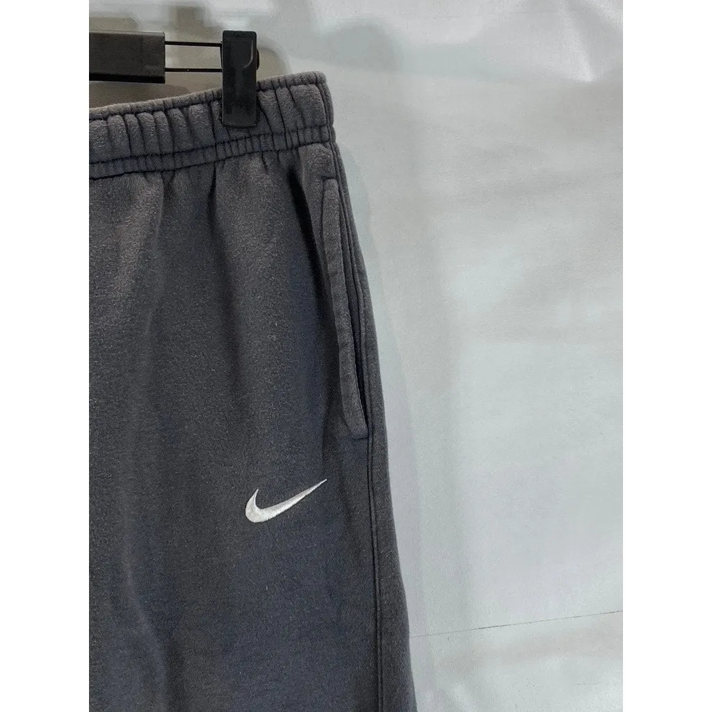 NIKE Women's Gray Club Fleece Swoosh Logo Drawstring Pull-On Sweatpants SZ S