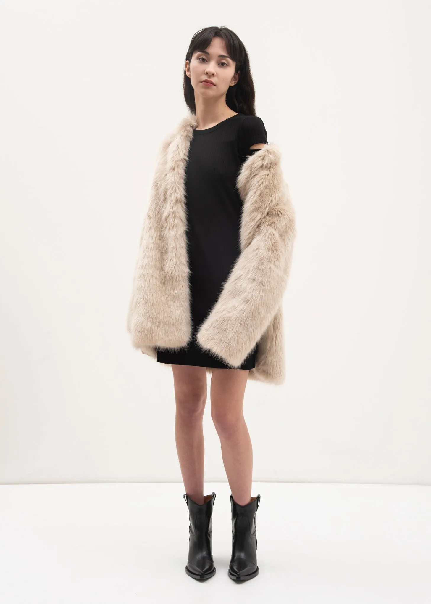 Oatmeal Faux Fur Coat