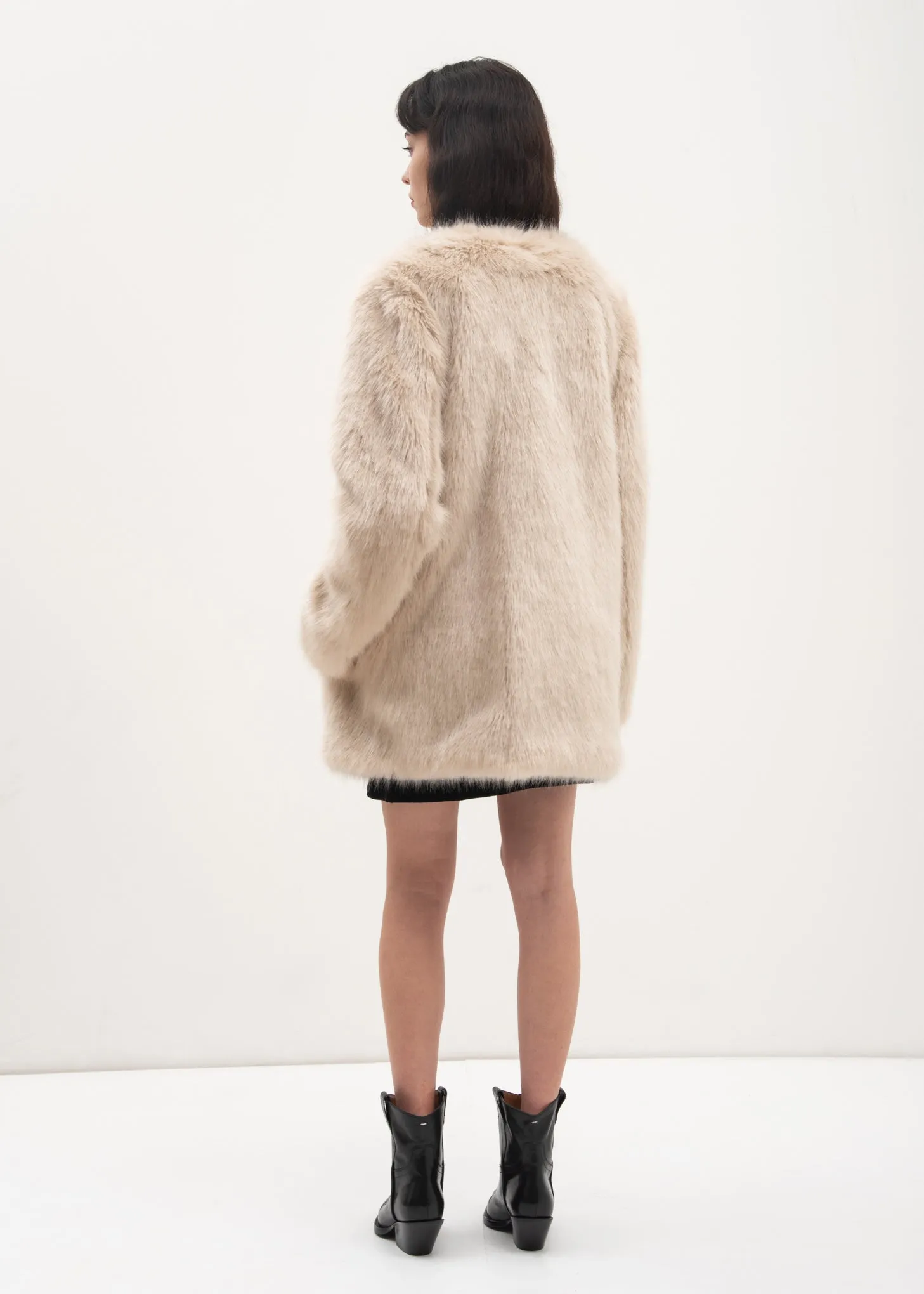 Oatmeal Faux Fur Coat