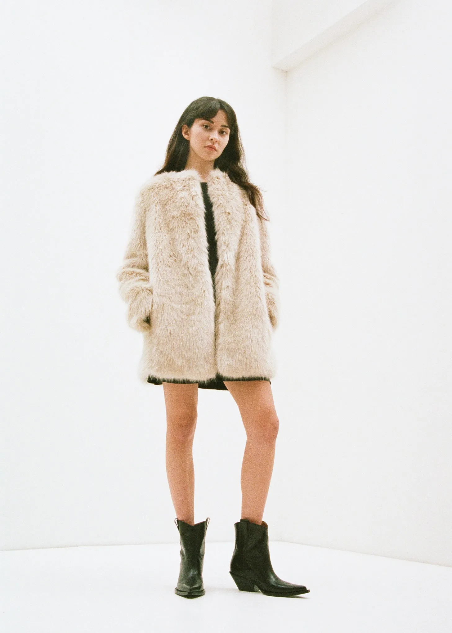 Oatmeal Faux Fur Coat