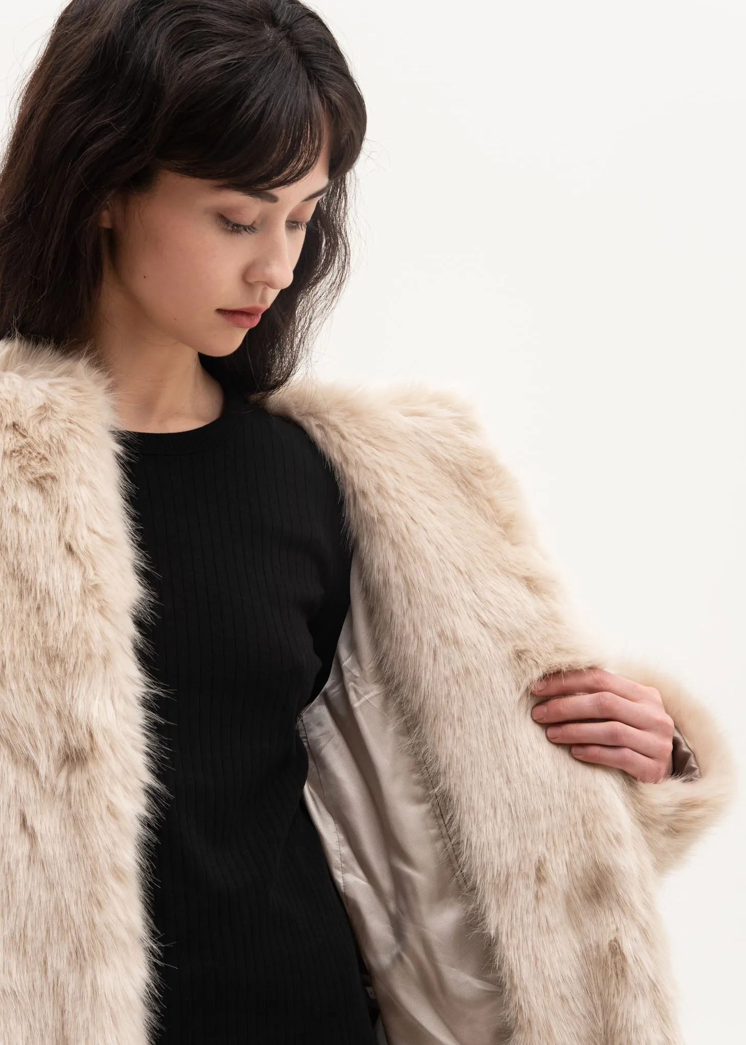 Oatmeal Faux Fur Coat