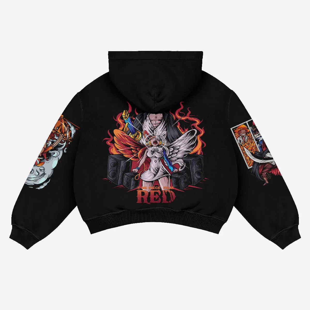 One Piece Hoodie – Anime Graphic Pullover, Uta and Luffy Design, 360 GSM Cotton, Streetwear Style