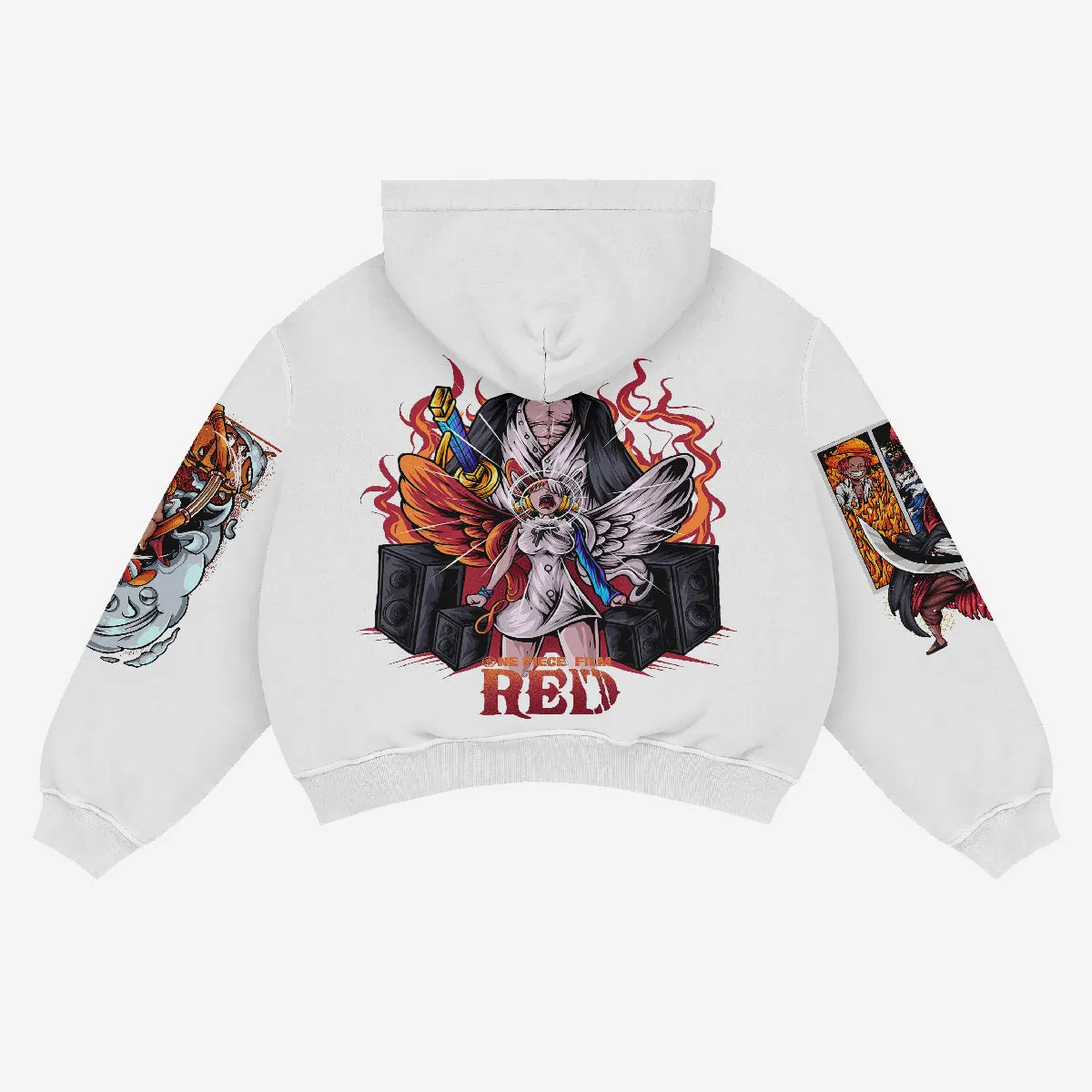 One Piece Hoodie – Anime Graphic Pullover, Uta and Luffy Design, 360 GSM Cotton, Streetwear Style