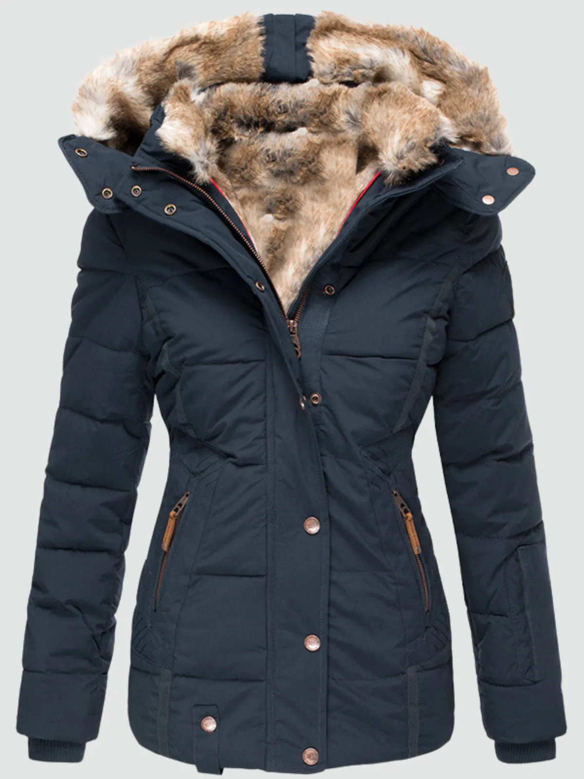 Penelope - Warm Winter Coat with Fur Lining