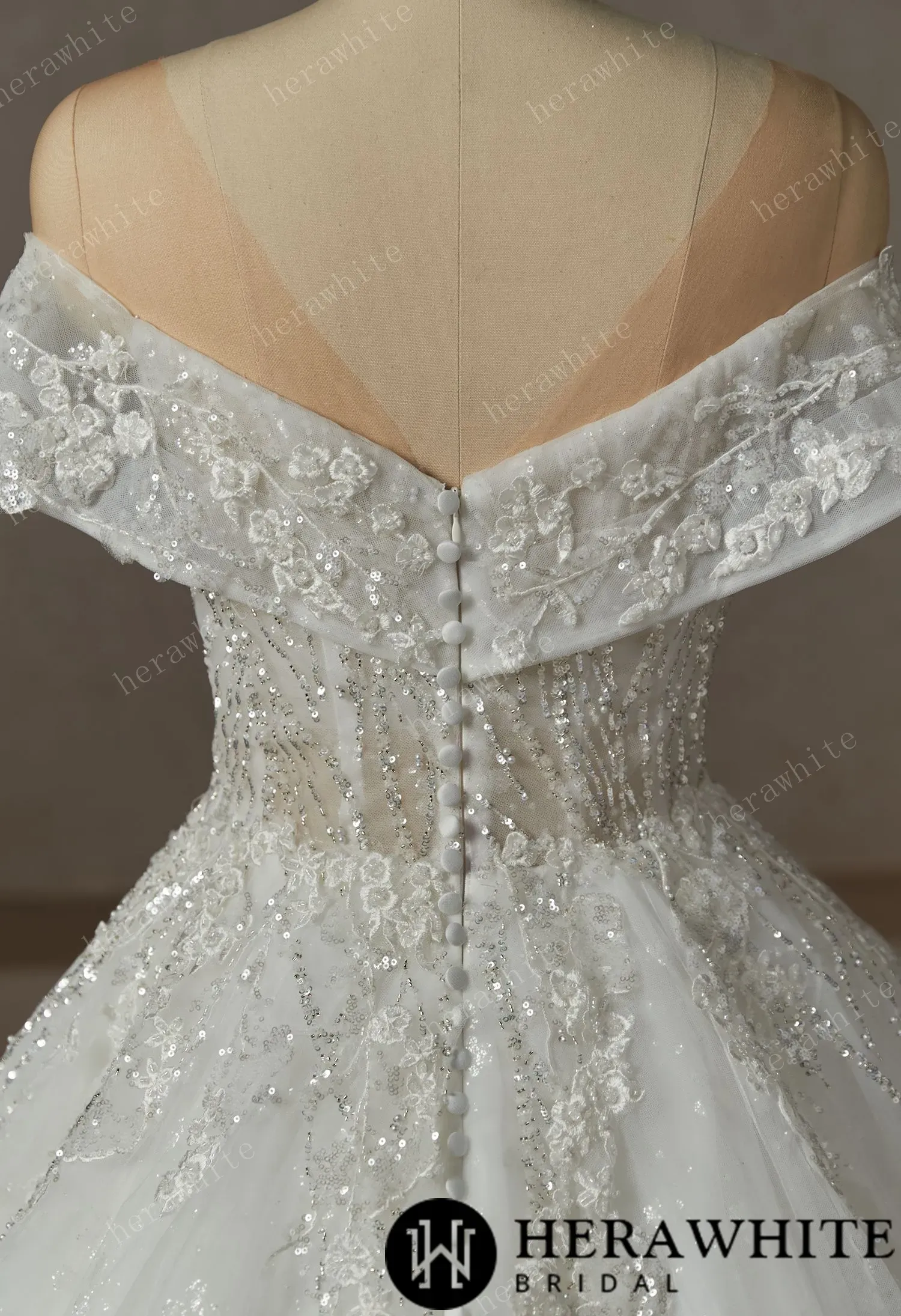 Princess Plunge Wrap Sleeves Ball Gown Wedding Dress