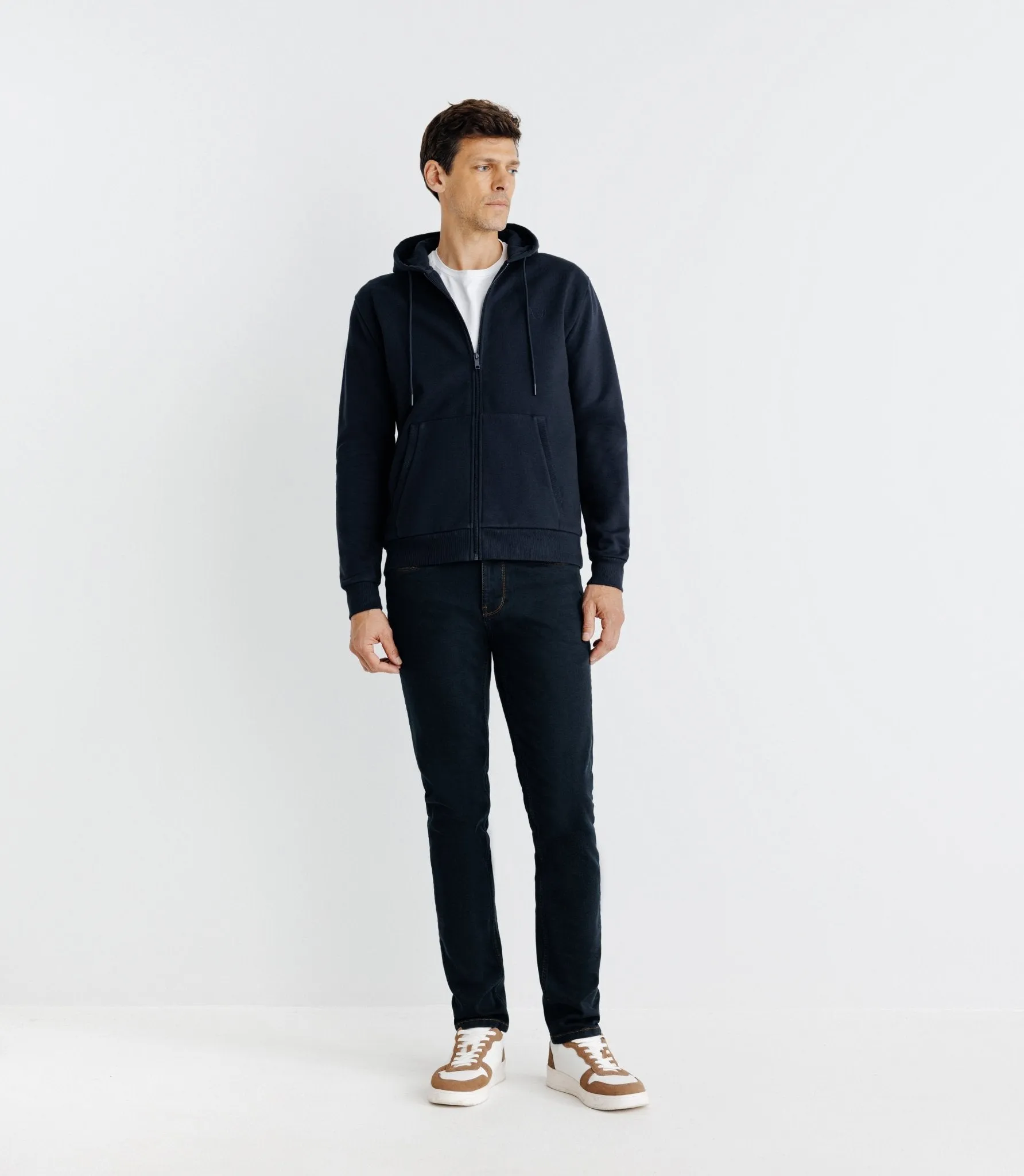 Pull gilet à capuche marine