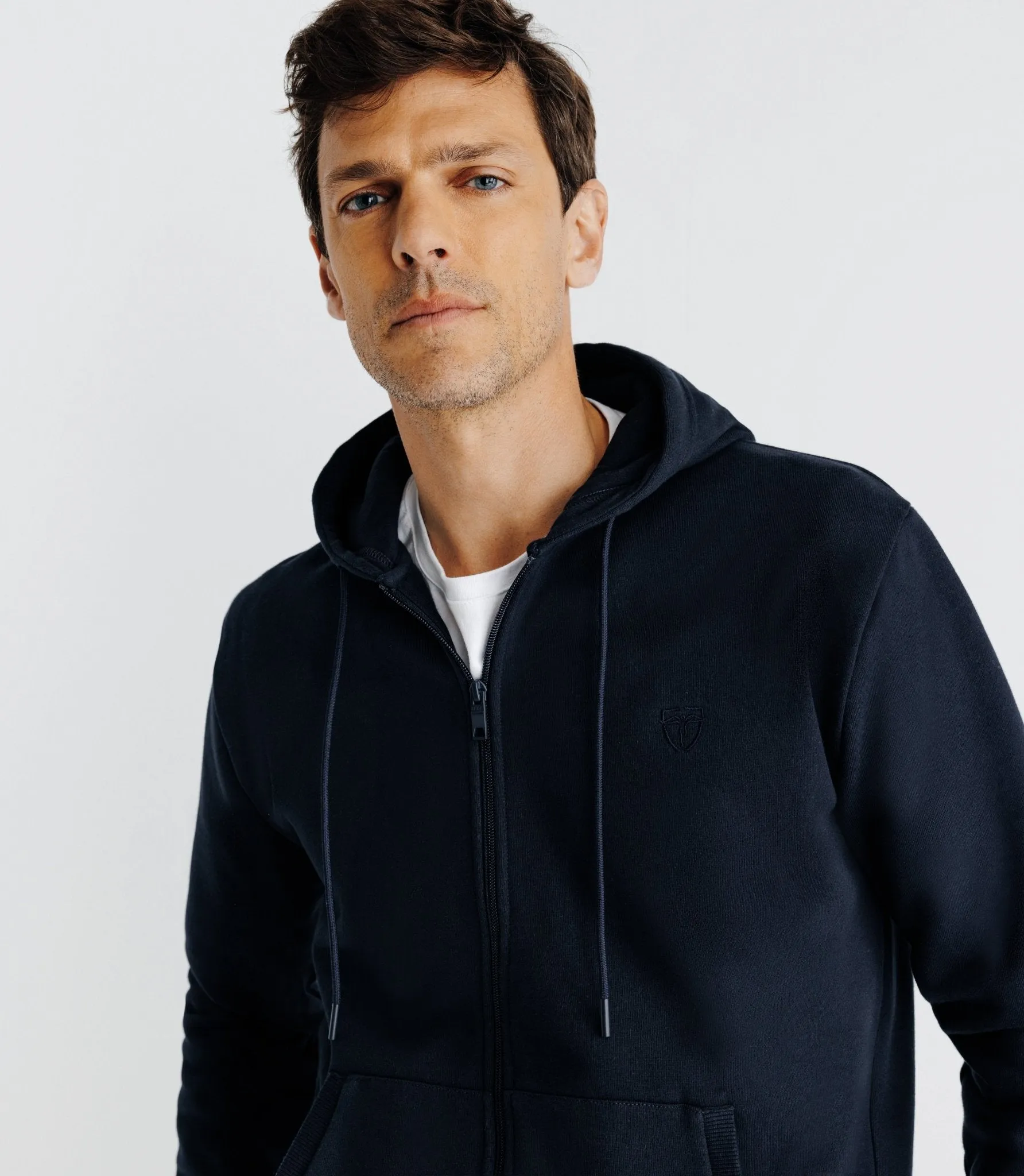 Pull gilet à capuche marine