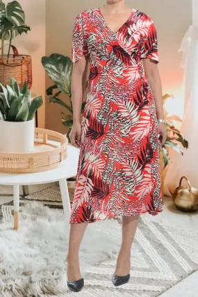 Red And Cream Wrap Dress