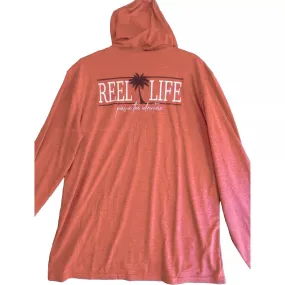 Reel Life Destin Pullover Hoodie with pockets UV Shirt Molten Lava XL