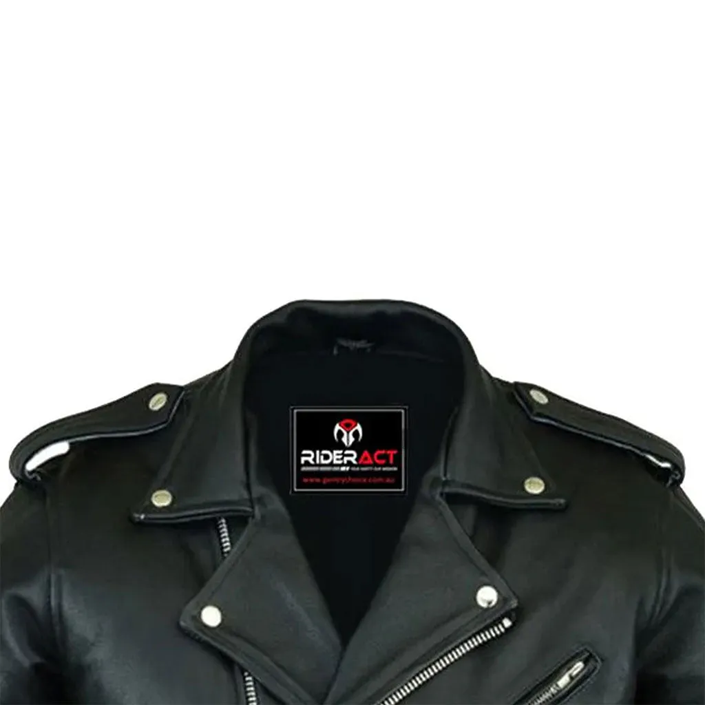 RIDERACT® Mens Leather Motorcycle Jacket Brando Adjustable Leather Moto Jacket