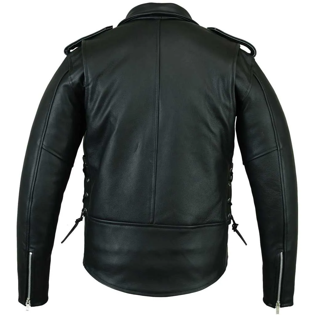 RIDERACT® Mens Leather Motorcycle Jacket Brando Adjustable Leather Moto Jacket