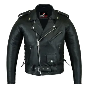 RIDERACT® Mens Leather Motorcycle Jacket Brando Adjustable Leather Moto Jacket
