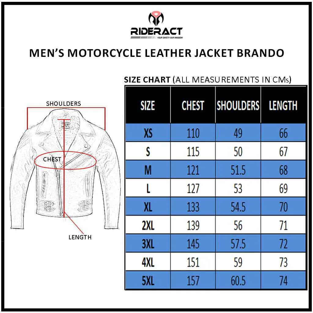 RIDERACT® Mens Leather Motorcycle Jacket Brando Adjustable Leather Moto Jacket