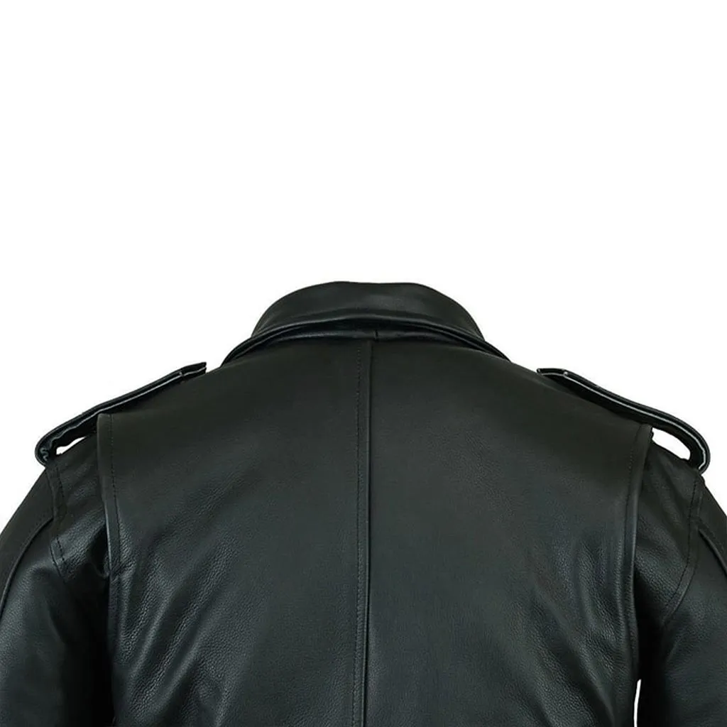 RIDERACT® Mens Leather Motorcycle Jacket Brando Adjustable Leather Moto Jacket