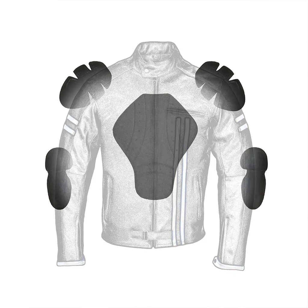 RIDERACT® Mens Leather Motorcycle Jacket Striper Moto Jacket