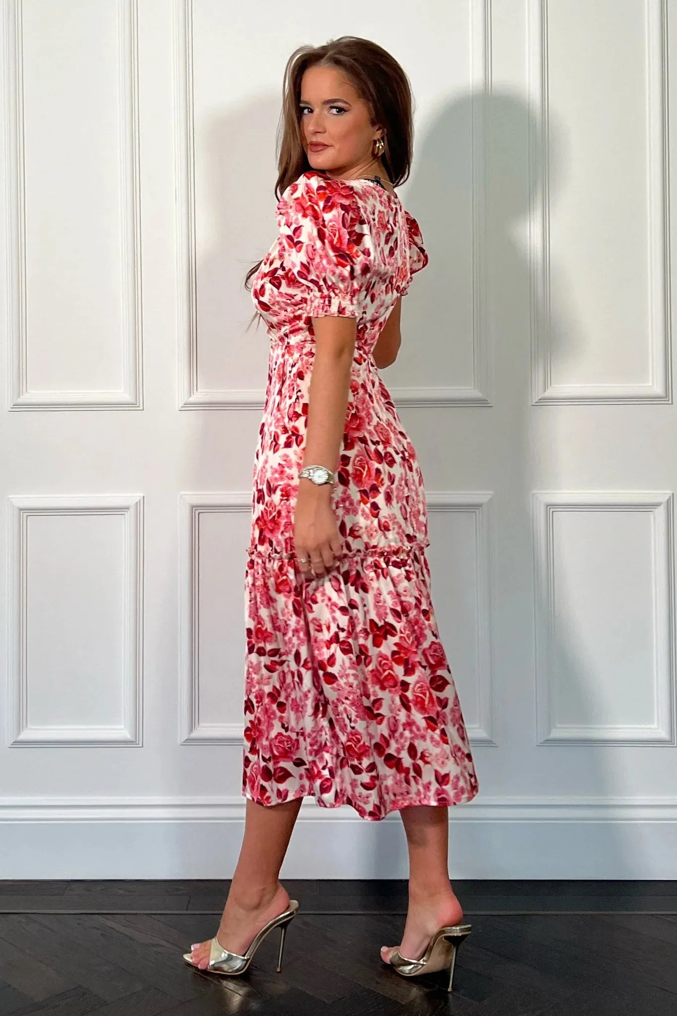 Rosie Wrap Tiered Midi Dress
