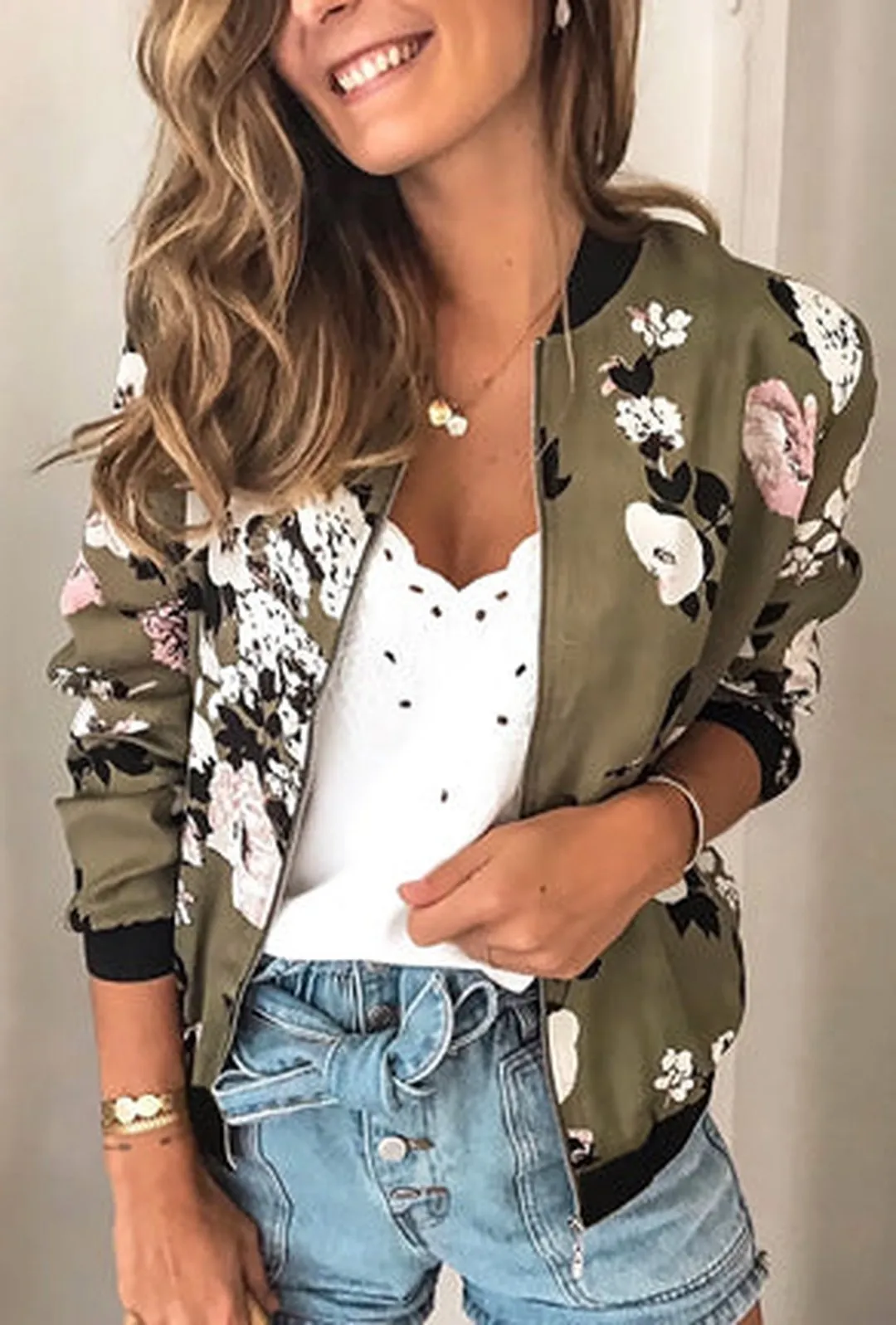 SHEERE - FLORAL BOMBER JACKET