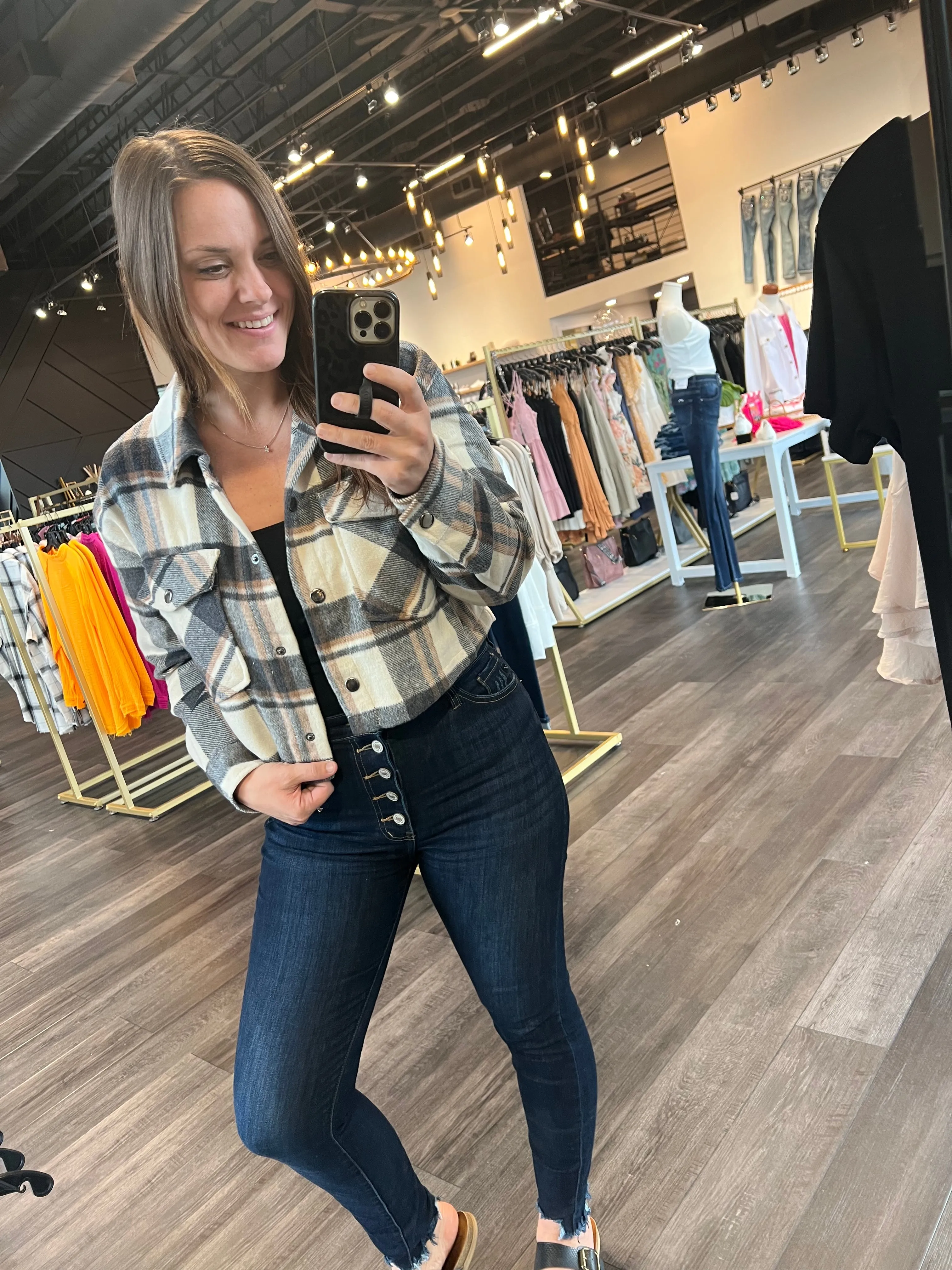 Sienna Cropped Shacket (Charcoal)