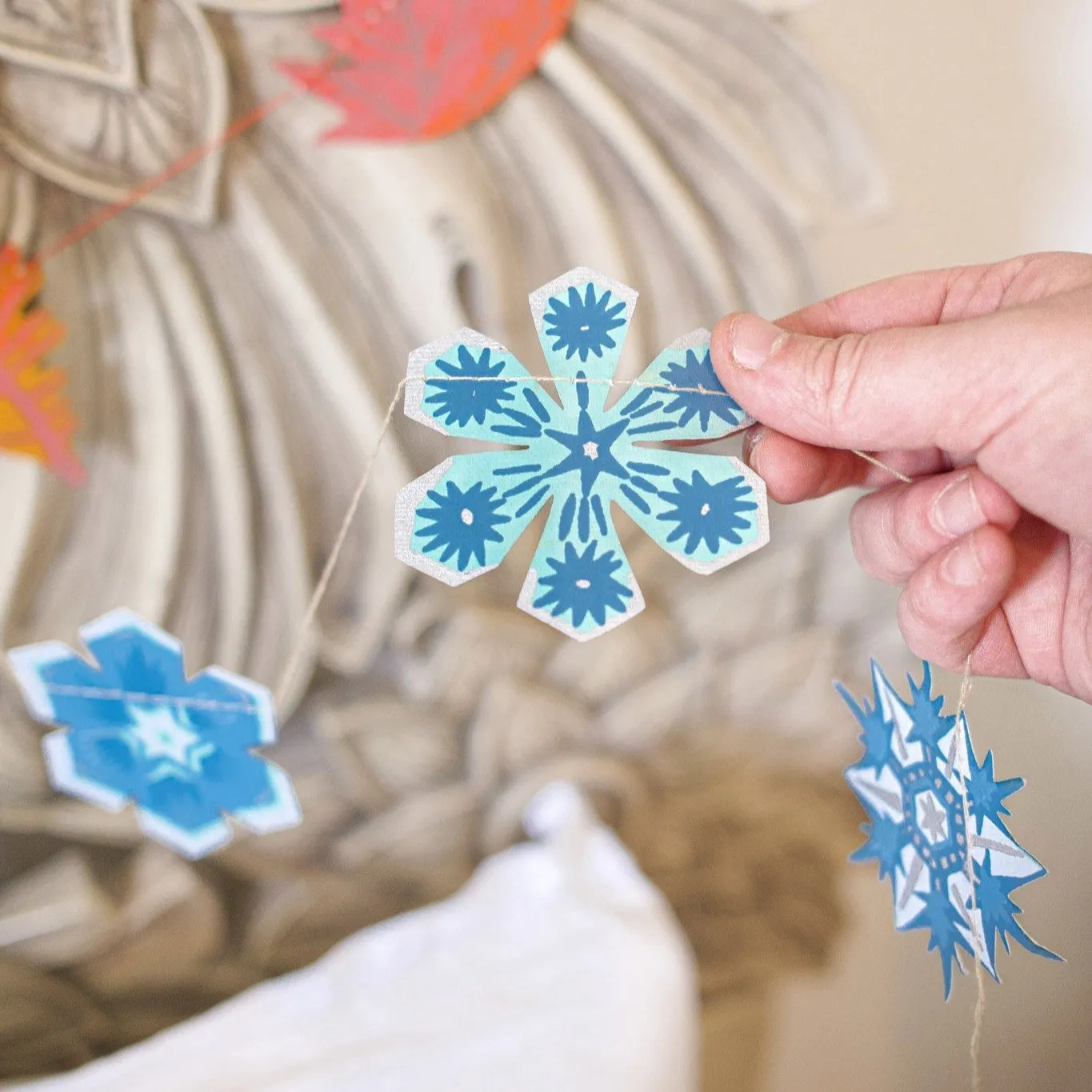 Snowflakes Screen Printed Paper Garland