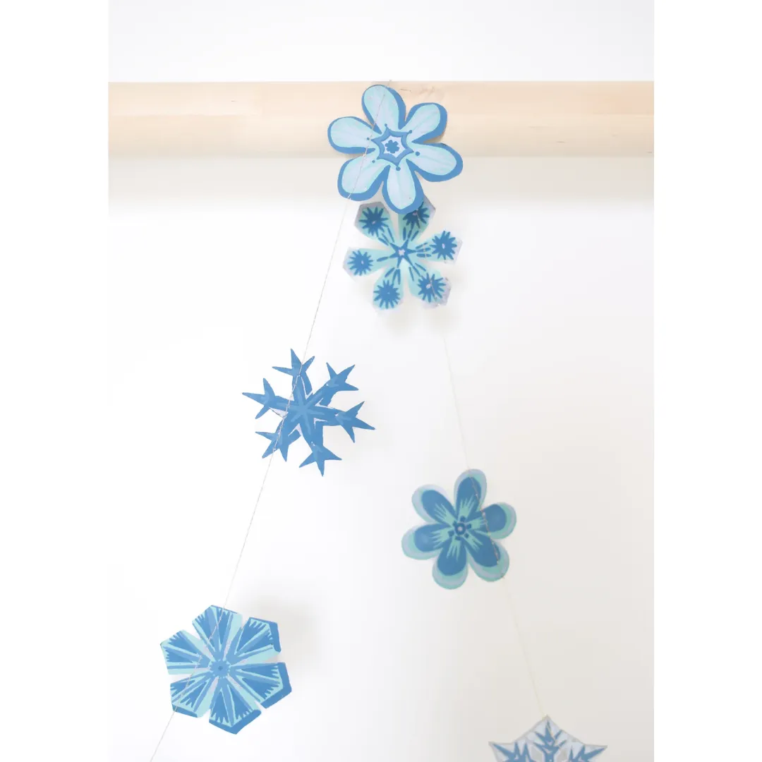 Snowflakes Screen Printed Paper Garland