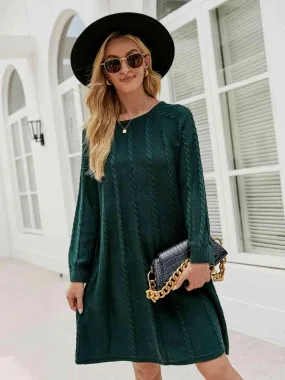 Snuggly Fashionista Cable Knit Sweater Dress
