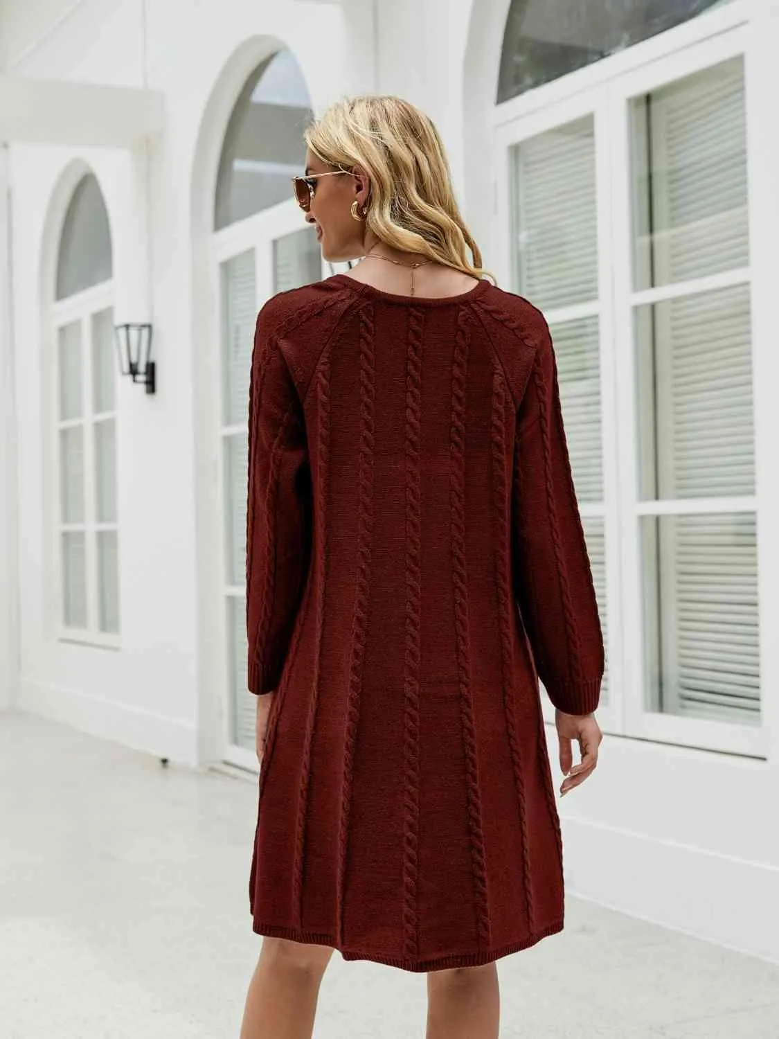 Snuggly Fashionista Cable Knit Sweater Dress
