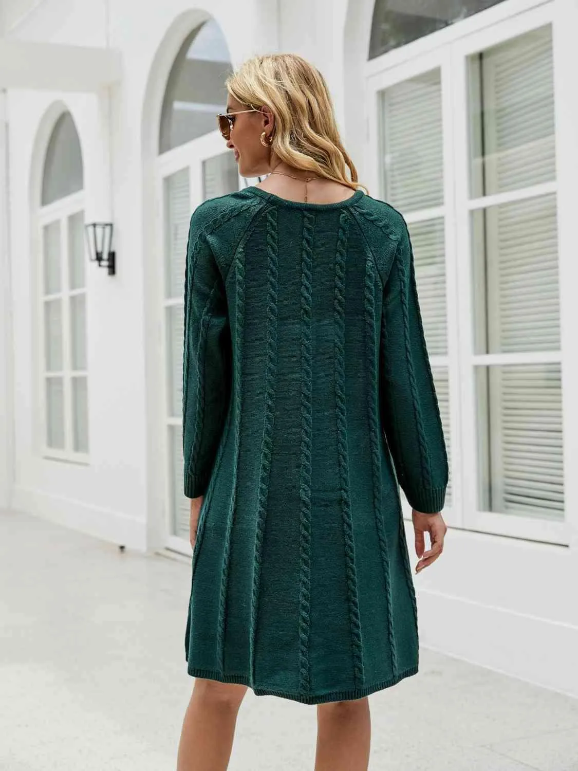 Snuggly Fashionista Cable Knit Sweater Dress