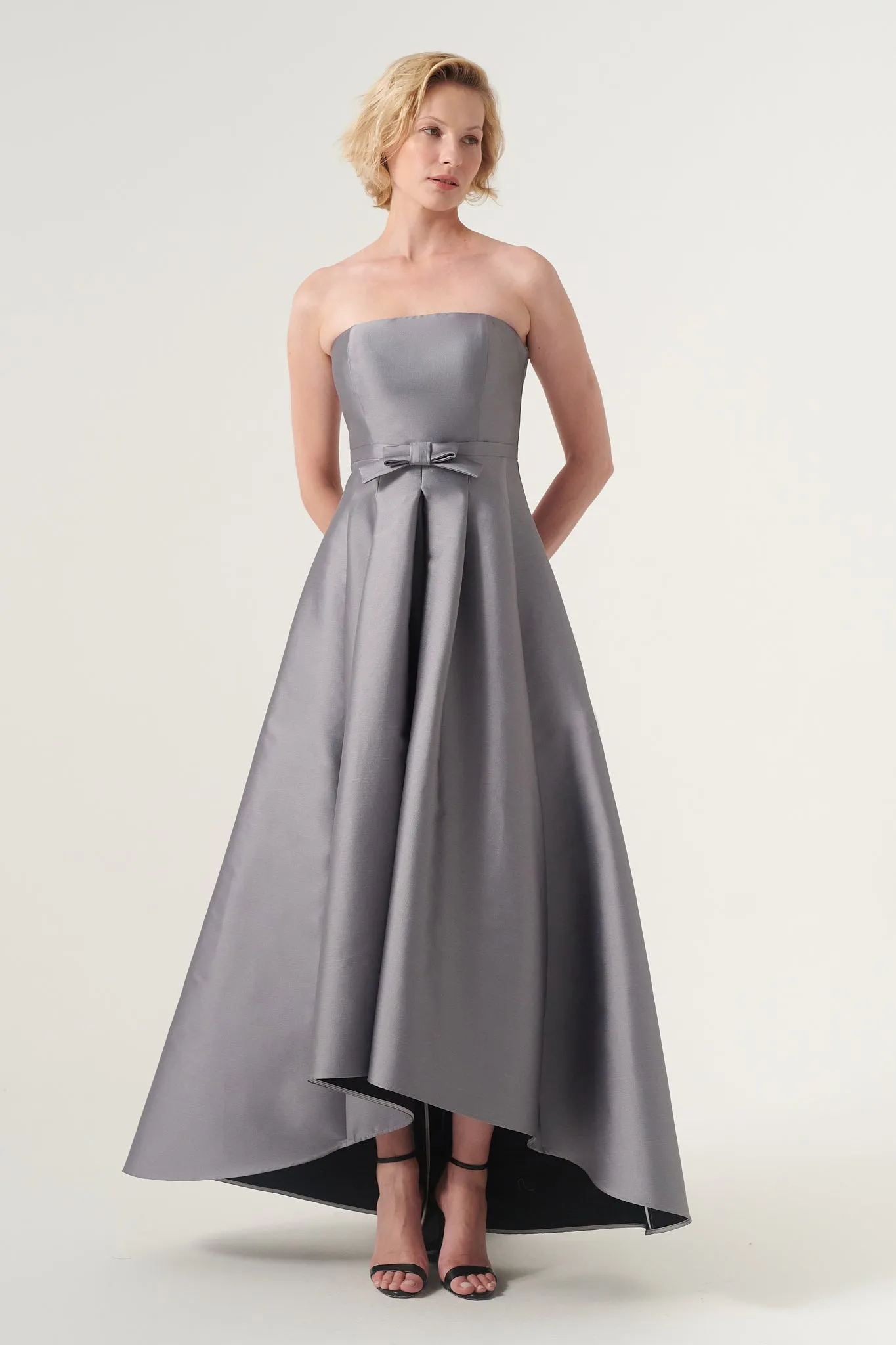 Strapless high-low A-line long dress