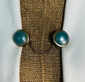 Sweater Clips Blue Vintage Sweater Clip for Cardigan Clips for Cloak Clasp for Dress Fastener Cinch Clip Birthday Gift for mom Gift for Her