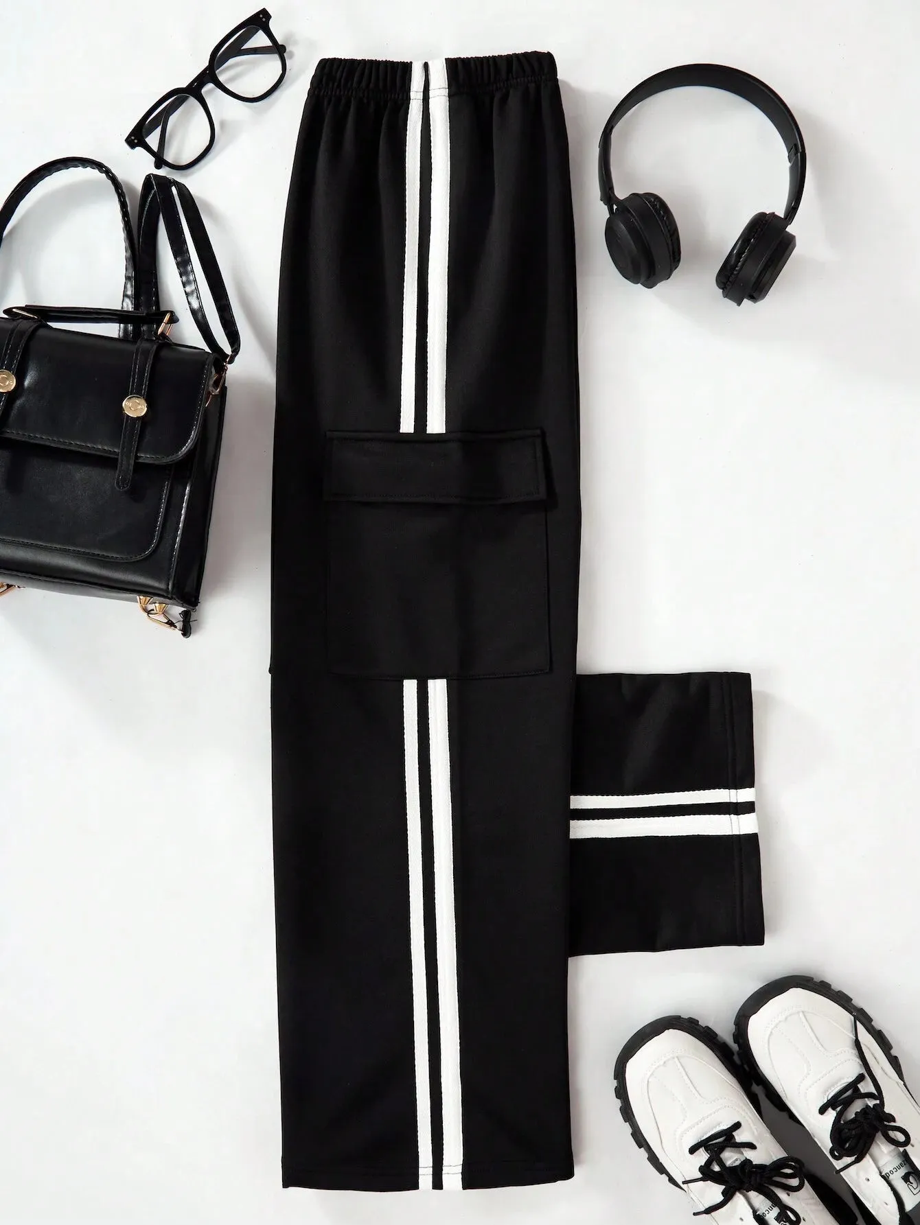 SXV Tween Girls Black Casual Versatile Trackpants With Side Pockets