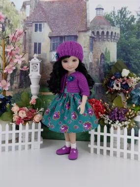 Vibrant Autumn Rose - dress and sweater set with shoes for Ruby Red Fashion Friends doll