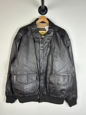 Vintage 90's Air Force Black Leather Bomber Jacket