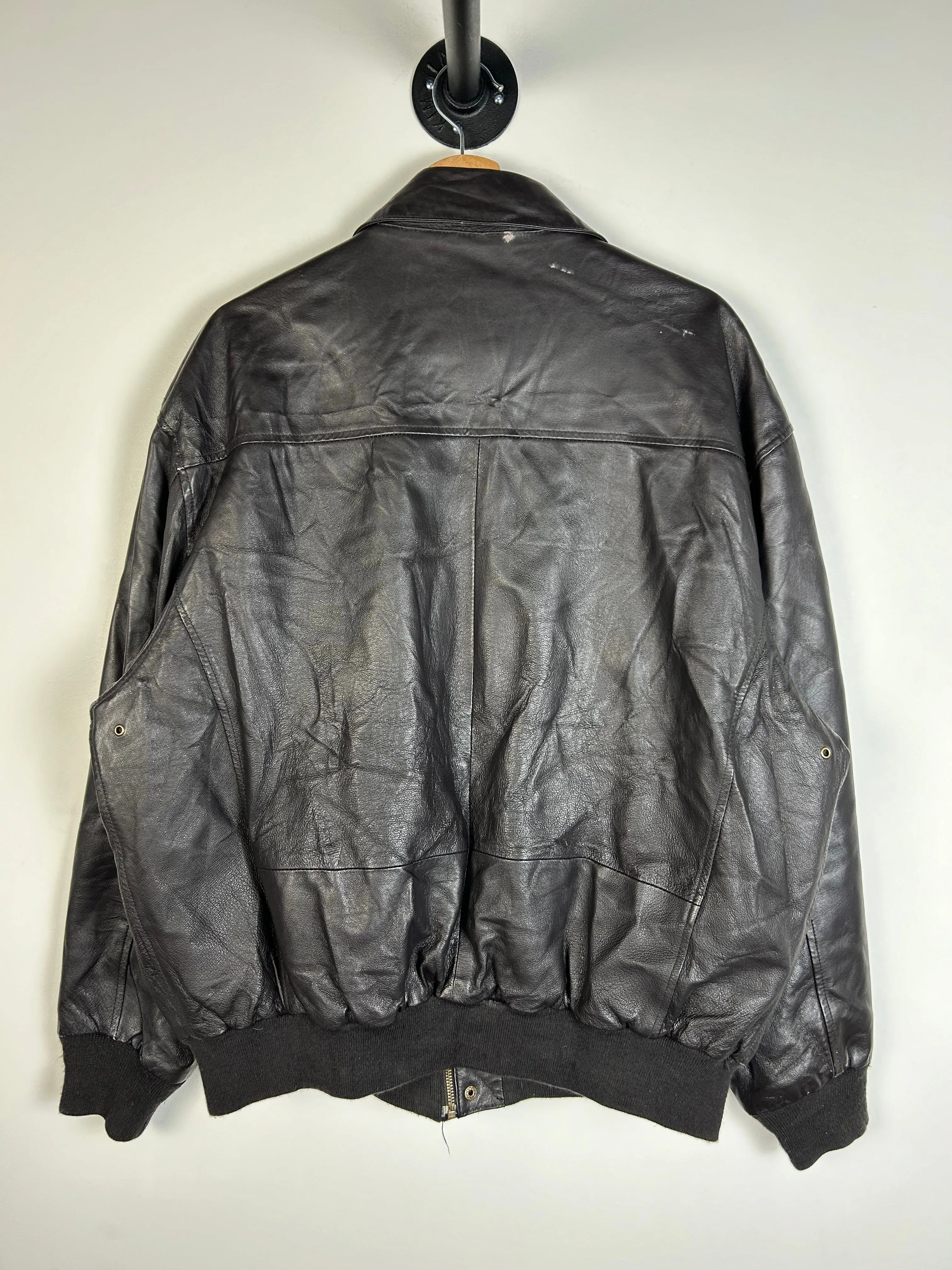Vintage 90's Air Force Black Leather Bomber Jacket