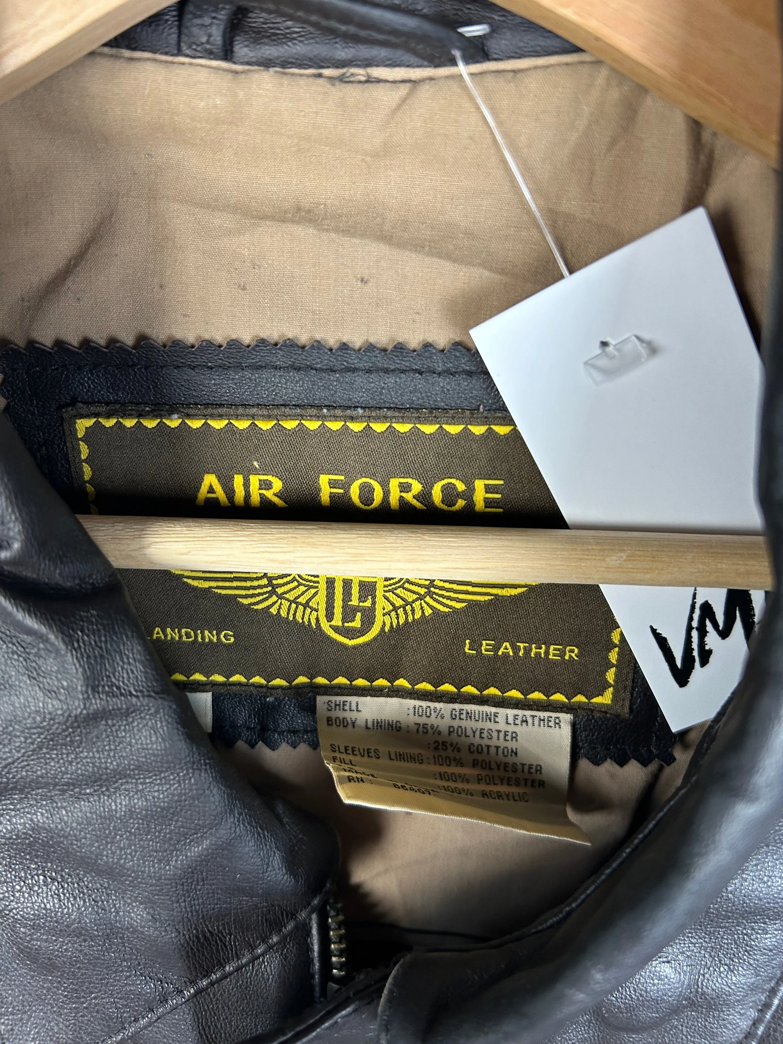 Vintage 90's Air Force Black Leather Bomber Jacket